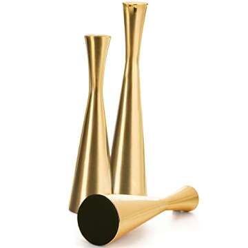 Set of 3 Gold Candle Holders for Home Decor