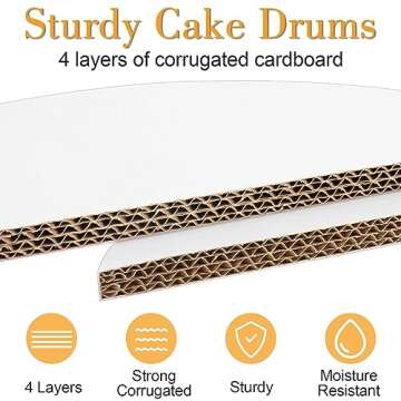 12 PCS Cake Drums 10 Inch, Cake Boards 10 Inch, 10 Inch Cake Drum, Cake Boards 10 Inch Round, Cake Drum 10 Inch Round, 1/2" Thick Cardboard, Sturdy Cake Base, Food Grade Cake Rounds, Base para Pastel