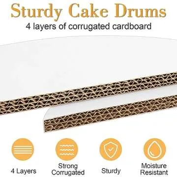 12 PCS Cake Drums 10 Inch, Cake Boards 10 Inch, 10 Inch Cake Drum, Cake Boards 10 Inch Round, Cake Drum 10 Inch Round, 1/2" Thick Cardboard, Sturdy Cake Base, Food Grade Cake Rounds, Base para Pastel