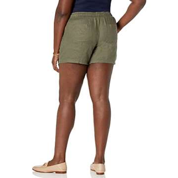 Amazon Essentials Women's 5" Drawstring Linen Short, Olive, Medium