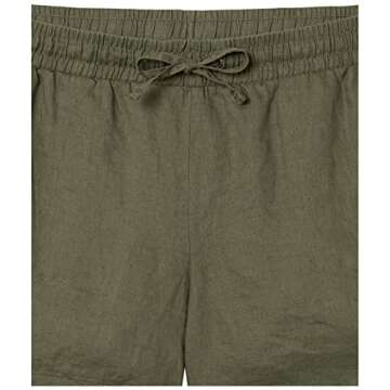 Amazon Essentials Women's 5" Drawstring Linen Short, Olive, Medium