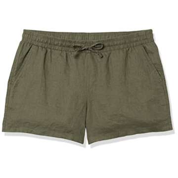 Amazon Essentials Women's 5" Drawstring Linen Short, Olive, Medium