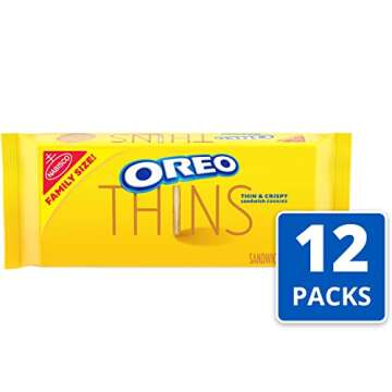 OREO Thins Golden Sandwich Cookies Family Size, 12 - 13.1 oz Packs