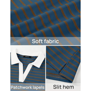 ZESICA Womens Striped Long Sleeve Tops Oversized Sweatshirt V Neck Loose Fit Tunic Tops Spring Casual Blouses,DarkBlue,Medium