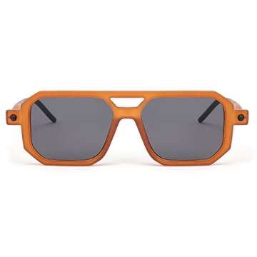 FEISEDY Vintage Square 70s Flat Aviator Sunglasses Women Men Classic Retro Stylish Frame UV400 Sungl...