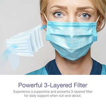 CandyCare Disposable Face Masks, Pack of 25 - Dust Particle 3-Layer Design with Earloop Protective C...