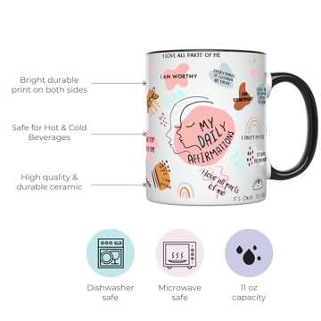 YouNique Designs Daily Affirmations Self Care Mug for Women, 11 Ounces, Mental Health Cup, Empowerin...