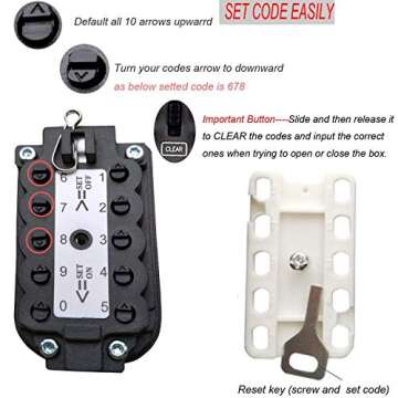 Exterior Outdoor Waterproof Hide Key Safe Lock Box Secure Box Keys Holder Combination for Home/House Use Key Storage Lock Box(Black)