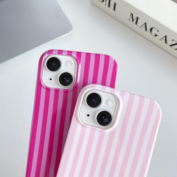 Yeddabox Cute Striped iPhone 15 Case for Women