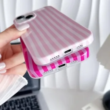 Yeddabox Cute Striped iPhone 15 Case for Women