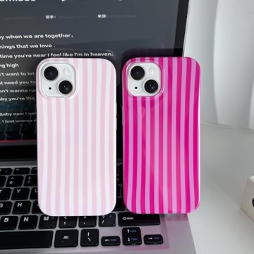 Yeddabox Cute Striped iPhone 15 Case for Women