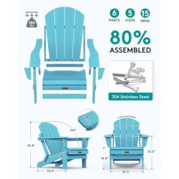 SERWALL Folding Adirondack Chair Durable & Stylish Outdoor Seating