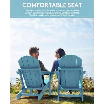 SERWALL Folding Adirondack Chair Outdoor Adirondack Chairs Weather Resistant Patio Chair - Light Blue