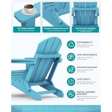 SERWALL Folding Adirondack Chair Durable & Stylish Outdoor Seating