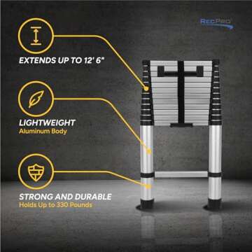 RecPro 12.5ft Telescoping Ladder for RVs and Outdoors