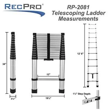 RecPro 12.5ft Telescoping Ladder for RVs and Outdoors