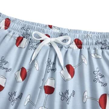 ALISISTER Comfy Pajama Set with Wine Glass Design