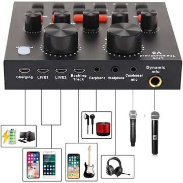 Podcast Equipment Bundle, Audio Interface with Voice Changer and BM800 Condenser Microphone, Recording Studio Package Perfect for Recording, Broadcasting, Live Streaming, YouTube, TikTok (BM800-V8G)