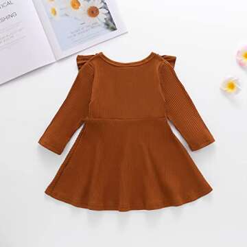 Ritatte Toddler Girls Ribbed Ruffle Dress - Stylish Comfort