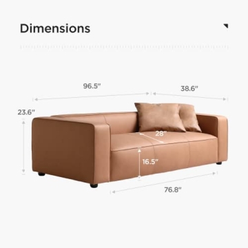 Acanva Luxury Mid-Century 3-Seater Vegan Leather Sofa