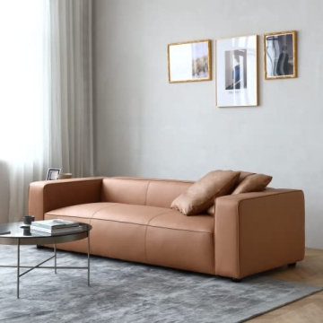 Acanva Luxury Mid-Century 3-Seater Vegan Leather Sofa