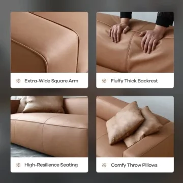 Acanva Luxury Mid-Century 3-Seater Vegan Leather Sofa