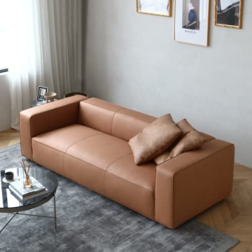 Acanva Luxury Mid-Century 3-Seater Vegan Leather Sofa