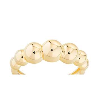 Miabella Italian 925 Sterling Silver or 18K Gold Plated Bead Ball Stackable Ring for Women/Made in Italy (Yellow-Gold-Plated-Silver, Size 7)