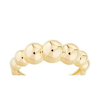 Miabella Italian 925 Sterling Silver or 18K Gold Plated Bead Ball Stackable Ring for Women/Made in Italy (Yellow-Gold-Plated-Silver, Size 7)