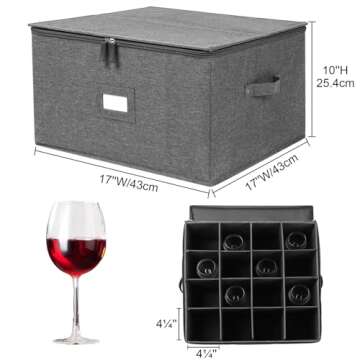 popoly Stemware Storage Cases, Wine Glass Storage Box