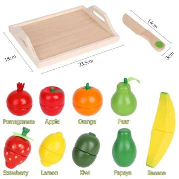 Wooden Toys for 2 Year Old - Pretend Play Food Set for Kids Play Kitchen,9 Cuttable Toy Fruit and Ve...