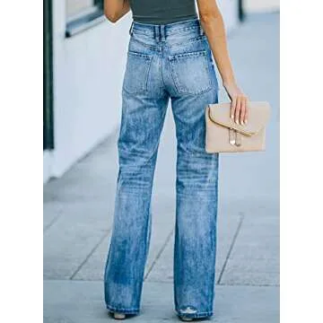 Shop Sidefeel Women's High Waisted Ripped Flared Jeans for Trendy Style