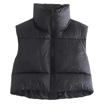 KEOMUD Women's Winter Crop Vest - Sleek Lightweight Warm Padded Gilet