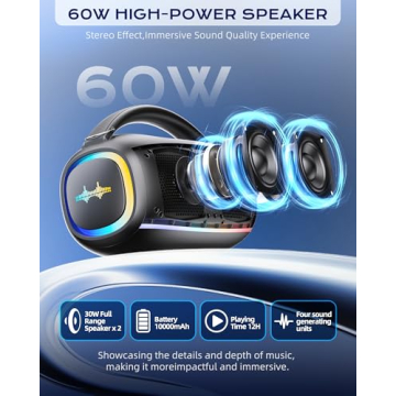 IPX5 Waterproof Karaoke Machine with 2 Wireless Mics