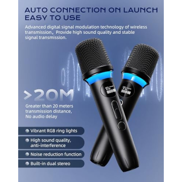 IPX5 Waterproof Karaoke Machine with 2 Wireless Mics
