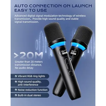 IPX5 Waterproof Karaoke Machine with 2 Wireless Mics