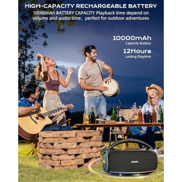 IPX5 Waterproof Karaoke Machine with 2 Wireless Mics