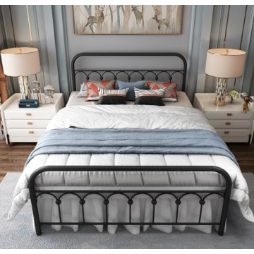 Sturdy YALAXON Vintage Full Size Metal Bed Frame