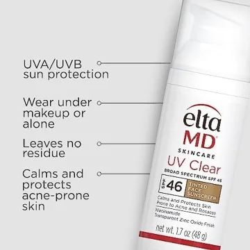 EltaMD UV Clear Tinted Sunscreen for Face - Deep Tinted SPF 46 with Zinc Oxide, Oil-Free, Dermatologist Recommended, 1.7 oz