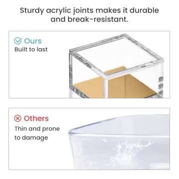 OfficeGoods 3-Tier Stackable Acrylic Holder- Stylish Desk Organizer and Storage for Office or Home – Transparent Square Design with Gold Metal Base