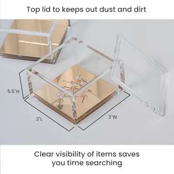 OfficeGoods 3-Tier Stackable Acrylic Holder- Stylish Desk Organizer and Storage for Office or Home – Transparent Square Design with Gold Metal Base