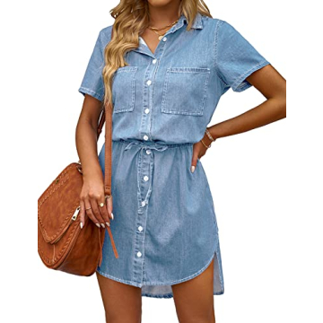 LUVAMIA Women's Casual Denim Shirt Dress For Every Occasion