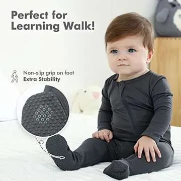 HAPIU Rayon from Bamboo Baby Footed Pajamas, 2 Way Zipper YKK, Footie for Baby Boy Girls, Newborn-24 Months, 2-Pack, Dark Forest Green&Dark Grey, 0-3 Months