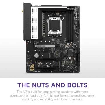 NZXT N7 B650E - AMD B650 Chipset - Supports AMD Ryzen 9000 8000 & 7000 Series CPUs (Socket AM5) - ATX Gaming Motherboard - Integrated Rear I/O Shield - DDR5 - Wi-Fi 6E - White