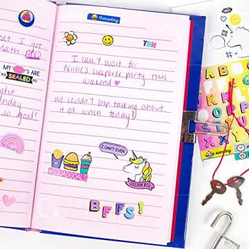 Just My Style Light Up Diary, Personalized Journal With Lock and Key, Great Gift For Girls & Tweens, Perfect for Summer Camp or Sleep-Away Camp, Gel Pen Diary For Kids Ages 6, 7, 8, 9(Packaging May Vary)