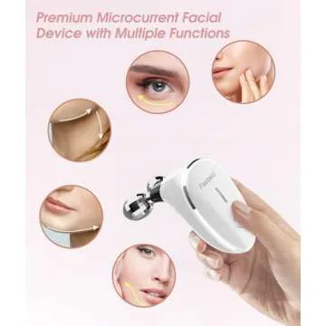 ELISHINE Microcurrent Facial Devices, Face Microcurrent Device, Facial Roller Massager for Double Chin, Boost Skin Care Products Absorption, Glossy White
