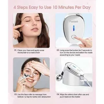 ELISHINE Microcurrent Facial Devices, Face Microcurrent Device, Facial Roller Massager for Double Chin, Boost Skin Care Products Absorption, Glossy White