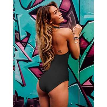 YMDUCH Women's Stylish Sleeveless Halter Bodysuit