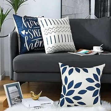 Throw Pillow Covers 18x18 Inch, Pillow Covers 18x18,Squar Pillow Covers Set of 4 Boho Modern Farmhouse Neutral Decorative Pillowcases Linen Cushion Case for Couch, Bed, Home Decor