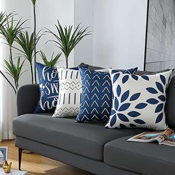 Throw Pillow Covers 18x18 Inch, Pillow Covers 18x18,Squar Pillow Covers Set of 4 Boho Modern Farmhouse Neutral Decorative Pillowcases Linen Cushion Case for Couch, Bed, Home Decor